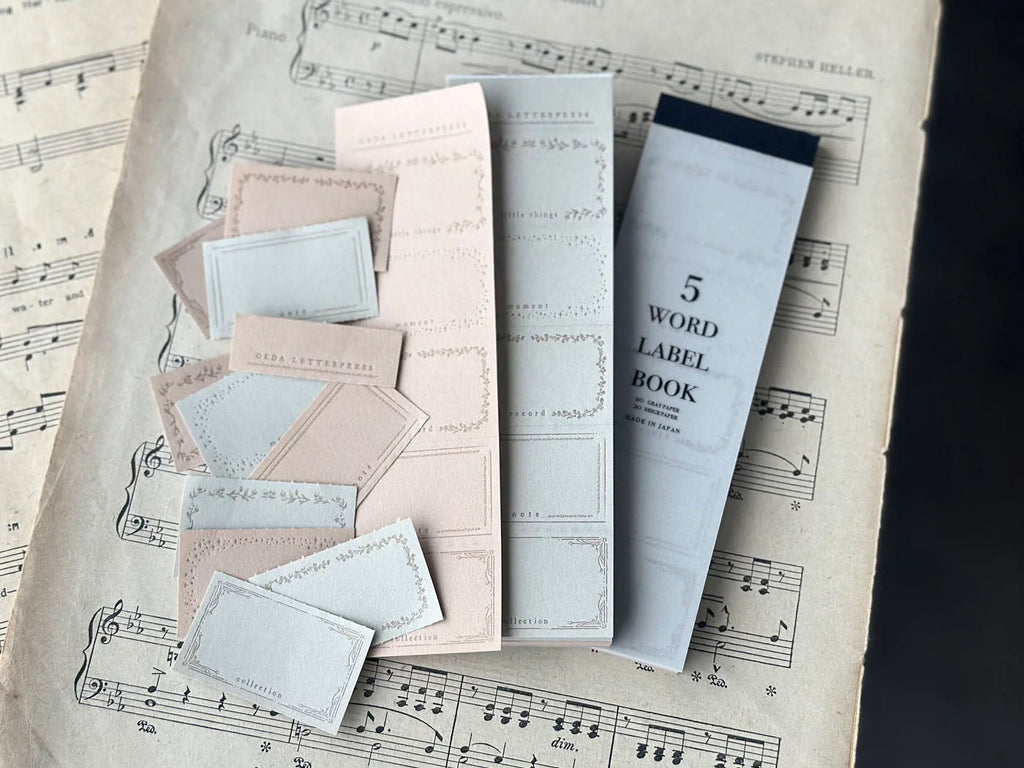 OEDA LETTERPRESS｜5word label book [LB031/Gray&Beige paper]
