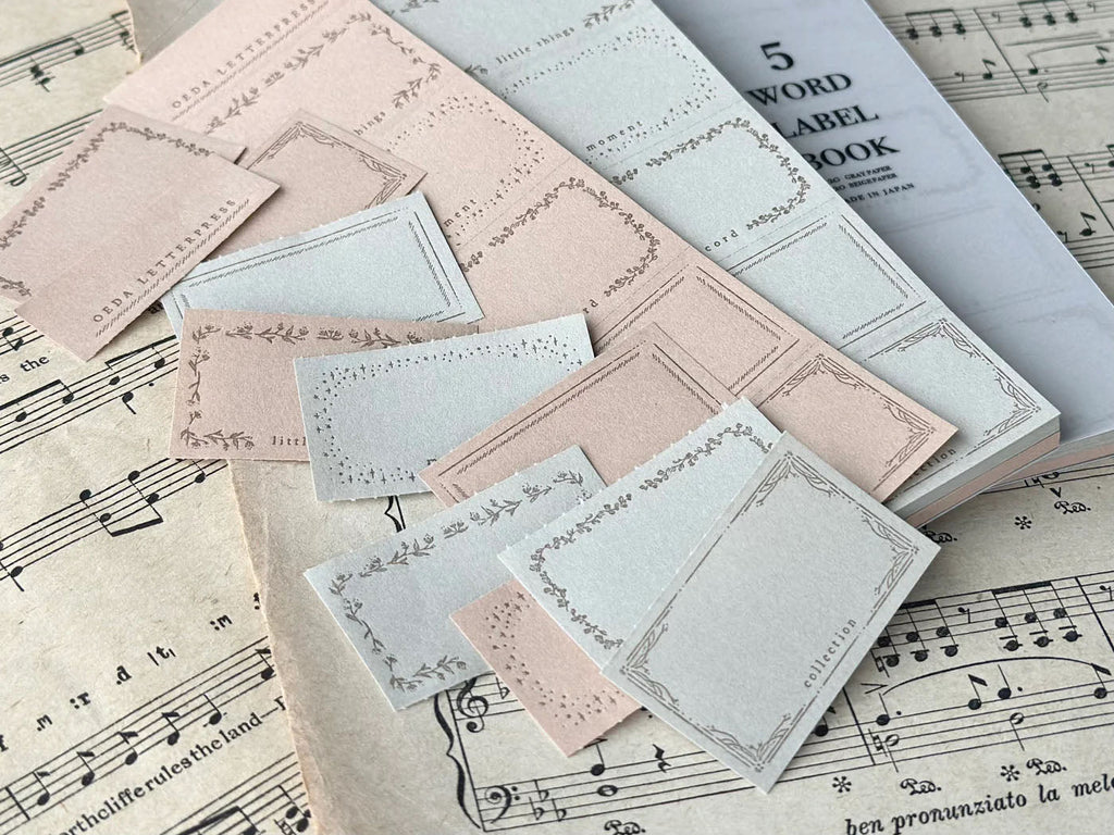 OEDA LETTERPRESS｜5word label book [LB031/Gray&Beige paper]