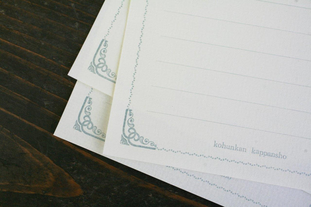 KOHUNKAN | 装飾活字Mini Stationery Paper all Antique-51- 【シルバーブルー】