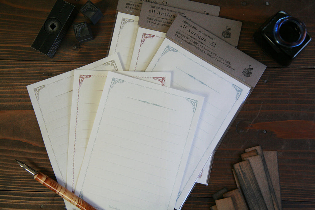 KOHUNKAN | 装飾活字Mini Stationery Paper all Antique-51- 【シルバーブルー】