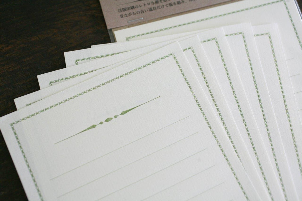 KOHUNKAN | 装飾罫線 Mini Stationery Paper all Antique-52- 【ティーグリーン】