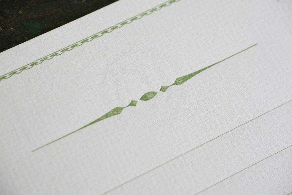 KOHUNKAN | 装飾罫線 Mini Stationery Paper all Antique-52- 【ティーグリーン】