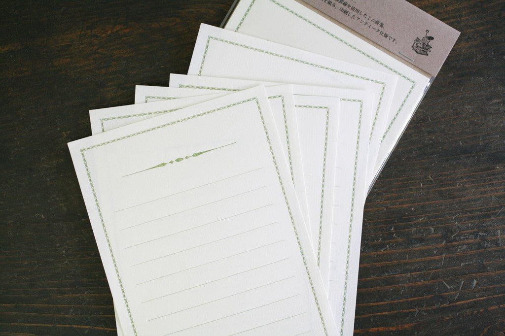 KOHUNKAN | 装飾罫線 Mini Stationery Paper all Antique-52- 【ティーグリーン】