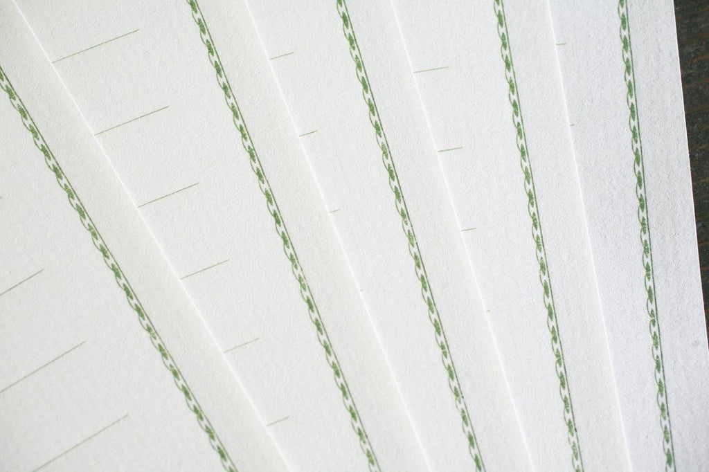 KOHUNKAN | 装飾罫線 Mini Stationery Paper all Antique-52- 【ティーグリーン】