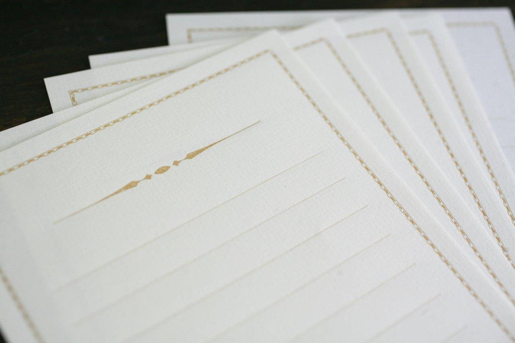 KOHUNKAN | 装飾罫線Mini Stationery Paper all Antique-52- 【キャメル】