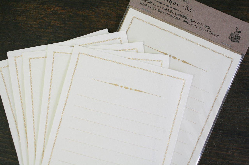 KOHUNKAN | 装飾罫線Mini Stationery Paper all Antique-52- 【キャメル】