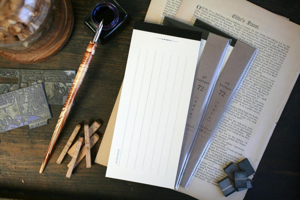 KOHUNKAN | all Antique classical 一筆箋（たて/罫線）-72-[sura/ブルーグレー]