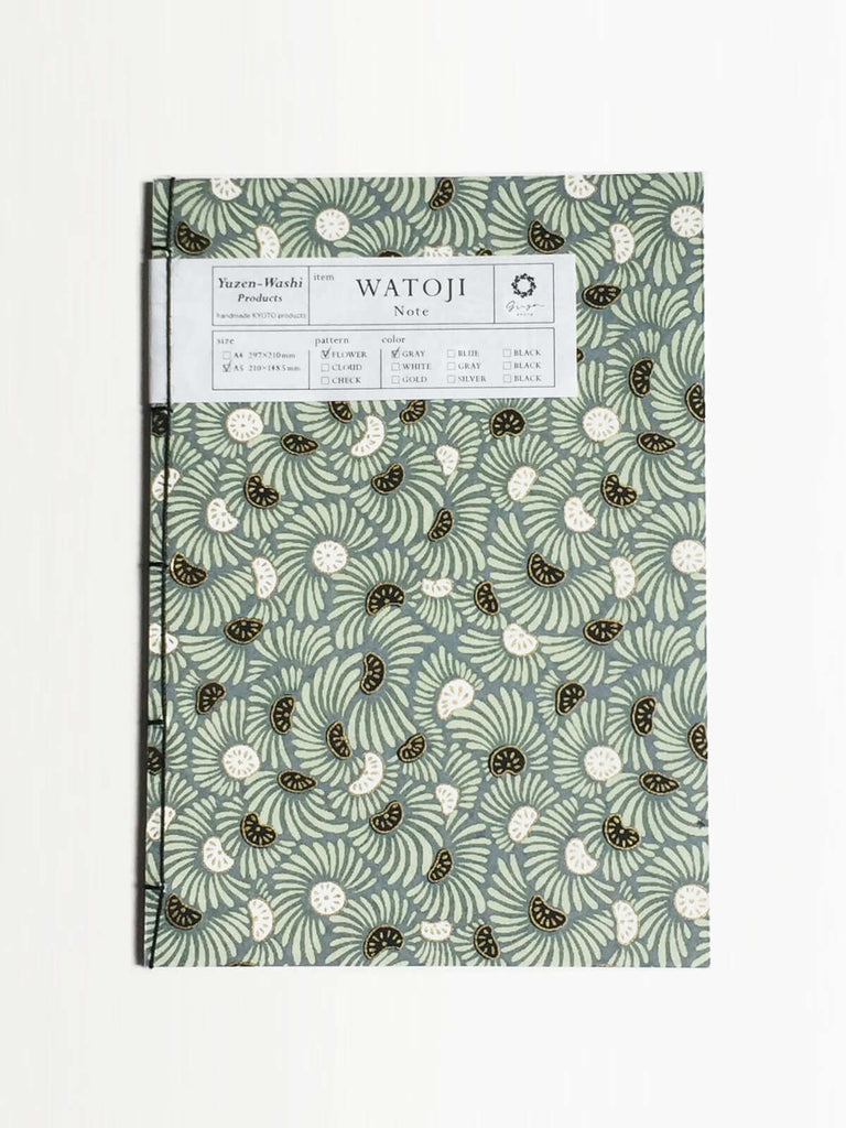 ginger | 和綴じノート A5 FLOWER-Gray 1【TAG STATIONERY STORE】