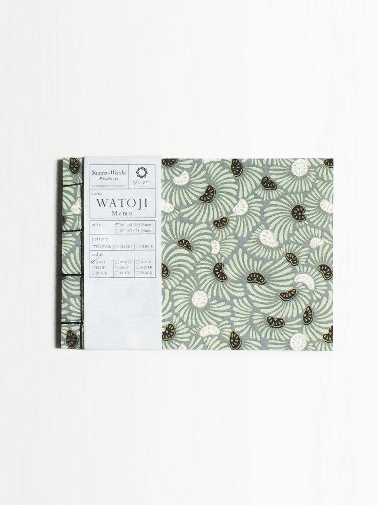 ginger | 和綴じメモ A6 FLOWER-Gray 1【TAG STATIONERY STORE】